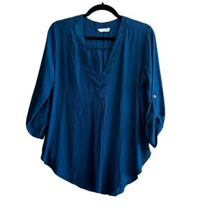 🖤5/$20 Elegant Blue 3/4 Length Sleeve Women's Blouse Top